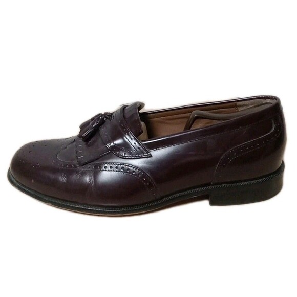 Bostonian Classics Shoes Wingtip Tassels 20378 Loafers Sz 11W Burgundy Leather - Picture 1 of 10